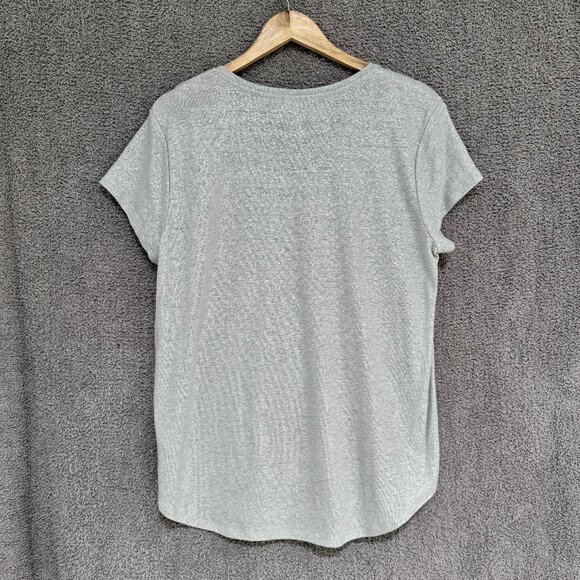 Banana Republic Metallic Silver Linen blend T-shirt Large - Picture 5 of 8